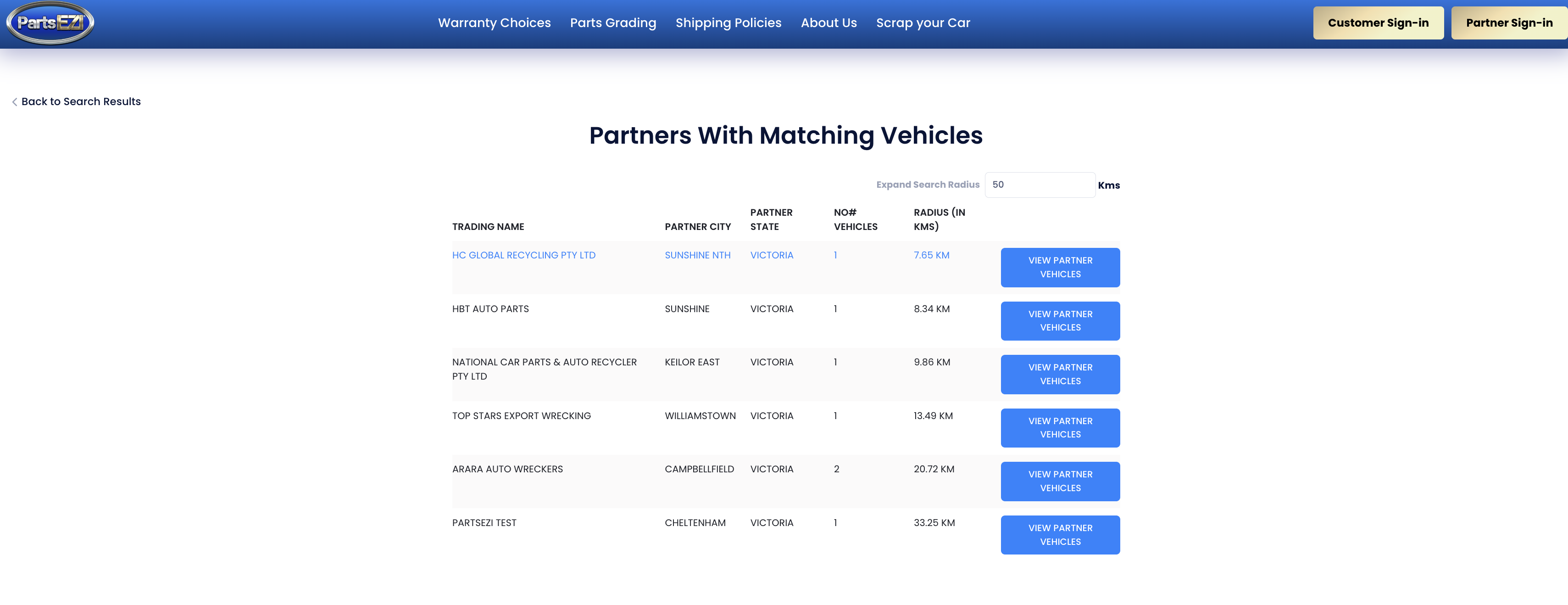 Partners with matching vehicle